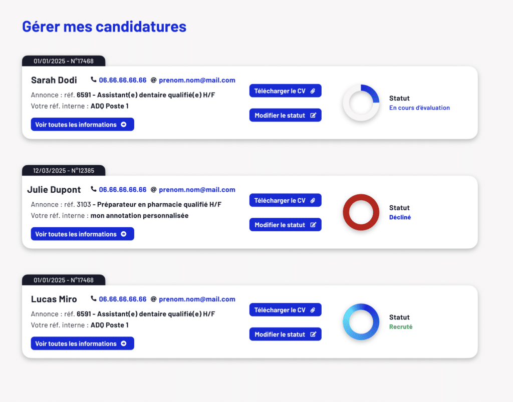 gestion des candidatures